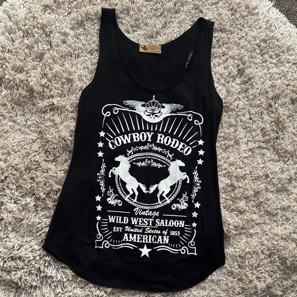 Cowboy Rodeo Black Tank Top - Picture 1 of 3